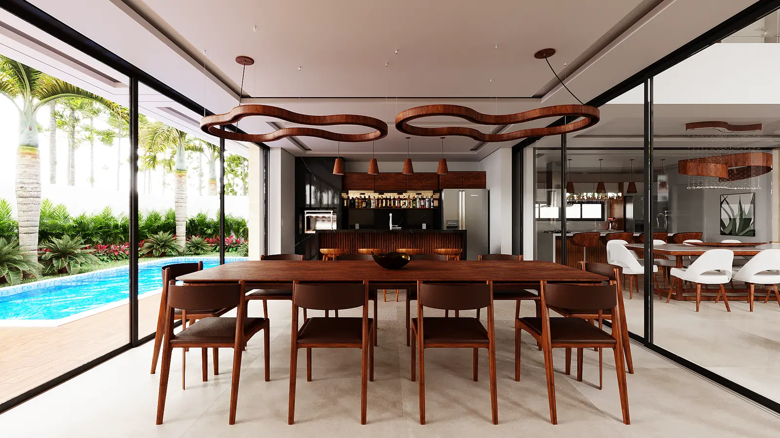 Sala de jantar da Residência AF, imagem 3D